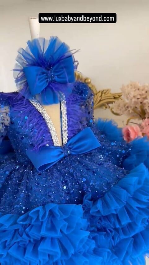 Luxurious stunning indigo frill dress