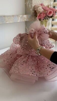 Luxurious baby pink dress with headband