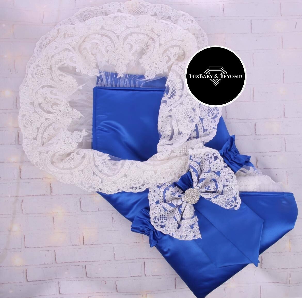 Luxury 9-Piece Blue Baby Boy Hospital Exit Outfit (Royal blue bow + Golden Crown)