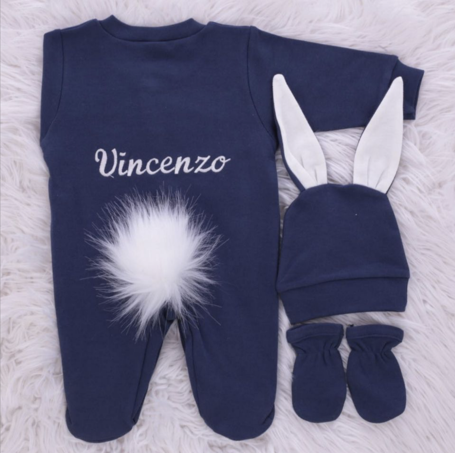 𝗡𝗲𝘄𝗯𝗼𝗿𝗻 Home Welcoming 3-Piece Bunny set ( Royal Blue )