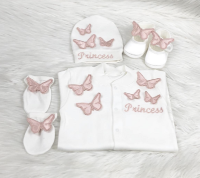𝗟𝘂𝘅𝘂𝗿𝘆 𝗡𝗲𝘄𝗯𝗼𝗿𝗻 home welcoming 4-Piece set ( pink butterfly)