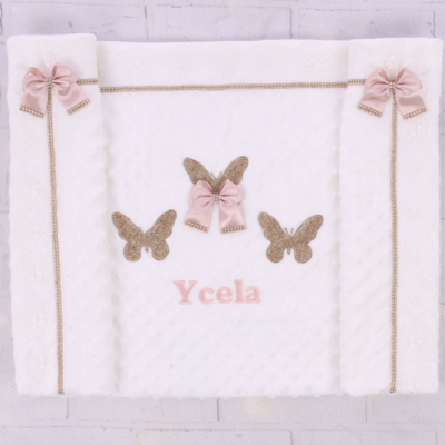 White Velvet Receiving Blanket (blush pink &amp; silver crown)