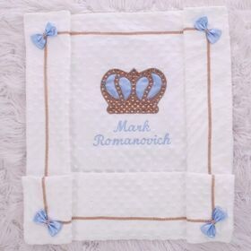 Luxury Newborn Receiving Blanket (light blue &amp; golden crown)