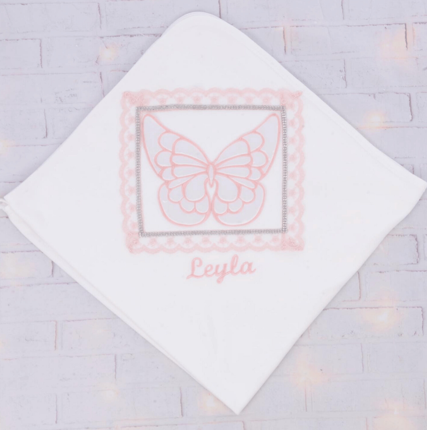 Personalised Receiving Blanket (Pink Butterfly)