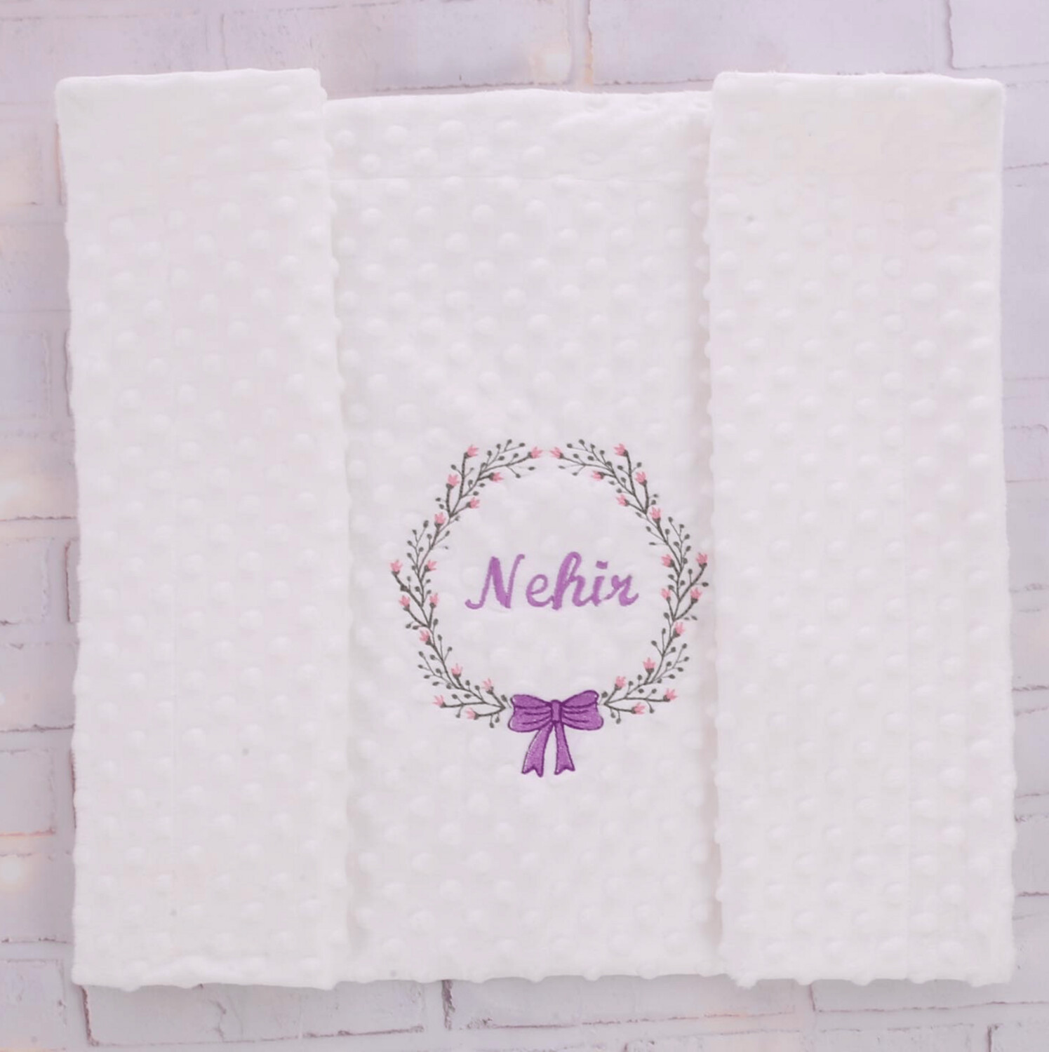 Personalised Receiving Blanket (Purple embroidery )
