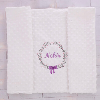 Personalised Receiving Blanket (Purple embroidery )