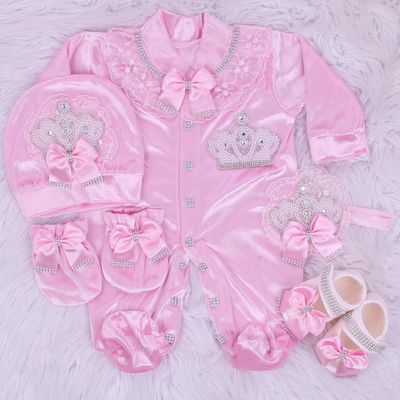 Handmade Pink LUXE Velvet 𝗡𝗲𝘄𝗯𝗼𝗿𝗻 Home Welcoming 5-Piece set