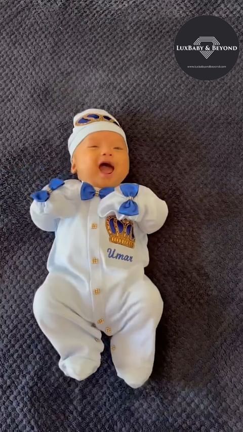 Exclusive 3Piece Hospital Exit Outfit  (Blue/ Royal Blue/ Golden Crown)