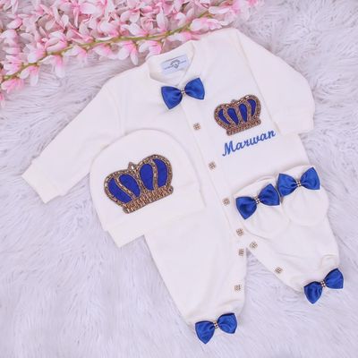 𝗟𝘂𝘅𝘂𝗿𝘆 𝗡𝗲𝘄𝗯𝗼𝗿𝗻 Home Welcoming 3-Piece set ( Royal Blue, Golden Crown)
