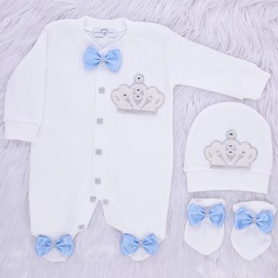 Exclusive Royal 3Piece Baby boy Hospital Exit Bling Outfit
