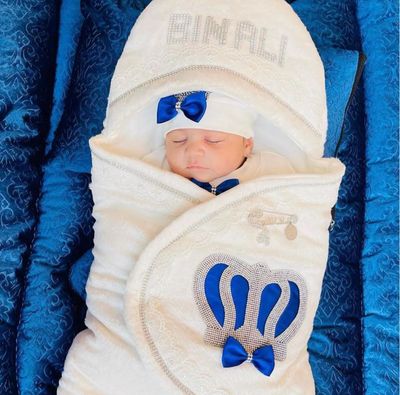 Jewelled Crown Swaddle ( Blue, Royal blue /Silver)
