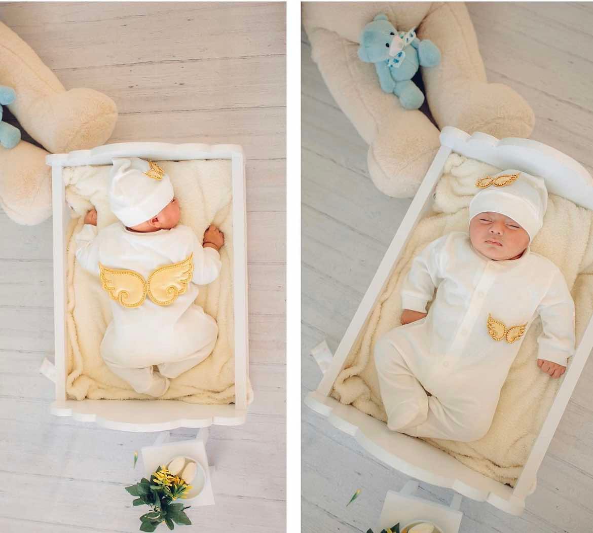 𝗟𝘂𝘅𝘂𝗿𝘆 𝗡𝗲𝘄𝗯𝗼𝗿𝗻 Home Welcoming 3-Piece 𝗢𝘂𝘁𝗳𝗶𝘁 ( angel wings- yellow/golden )