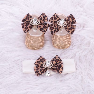 Handmade  Shoes and Headband Set (tiger Print, Golden)