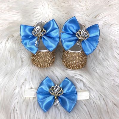 Handmade  Shoes and Headband Set (Golden Rhinestones)