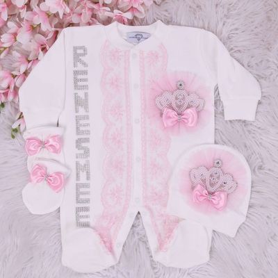 𝗟𝘂𝘅𝘂𝗿𝘆 𝗡𝗲𝘄𝗯𝗼𝗿𝗻 Home Welcoming 3-Piece set ( pink bow, pearl crown)