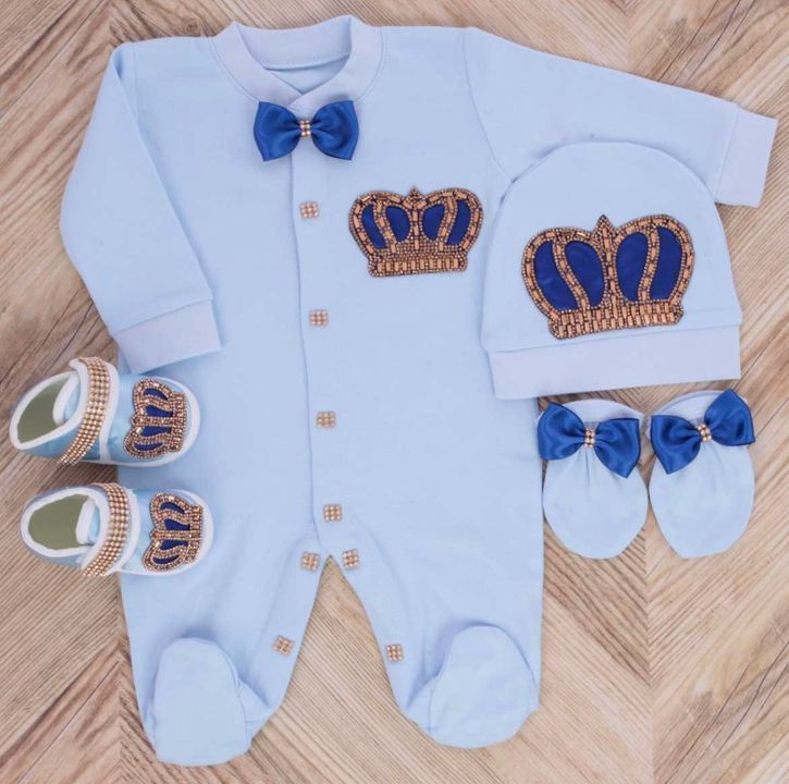 Exclusive Royal 4Piece Baby Hospital Exit Bling Outfit  (satin bow / golden crown)