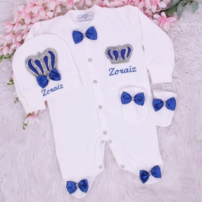 Exclusive 3Piece Baby boy Crown Outfit
