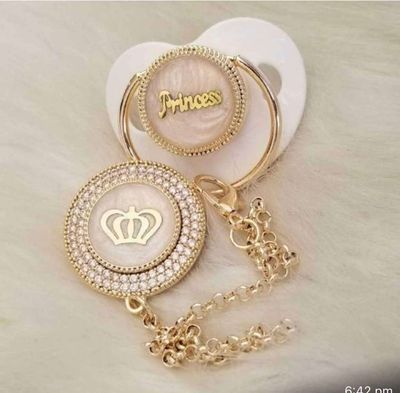 Handmade Personalised Rhinestone Baby Pacifier and clip (Prince)