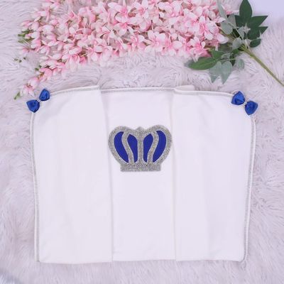 Newborn receiving blanket (Silver &amp; royal blue crown)