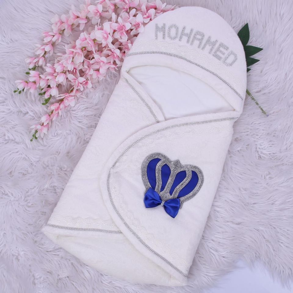 Jewelled Crown Swaddle ( Blue, Royal blue /Silver)