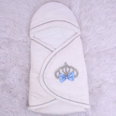 Jewelled Crown Swaddle ( light blue bow /Silver crown)