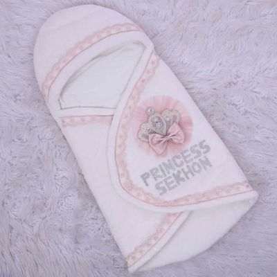 Pearl Crown Velvet Swaddle (Blush)