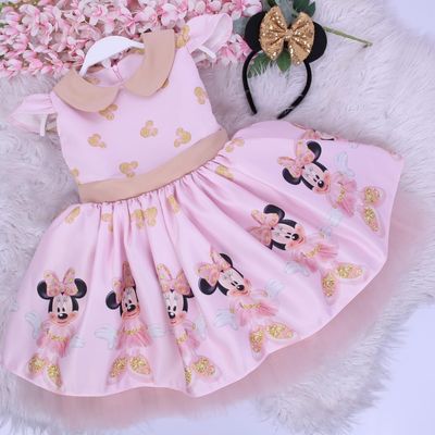 Pink Minnie Mouse Dress ( Short Sleeves)