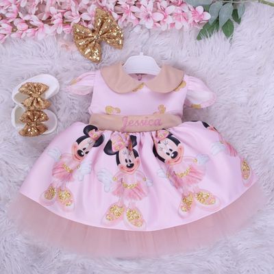Pink Minnie Mouse Dress - NEWBORN - 8 years old