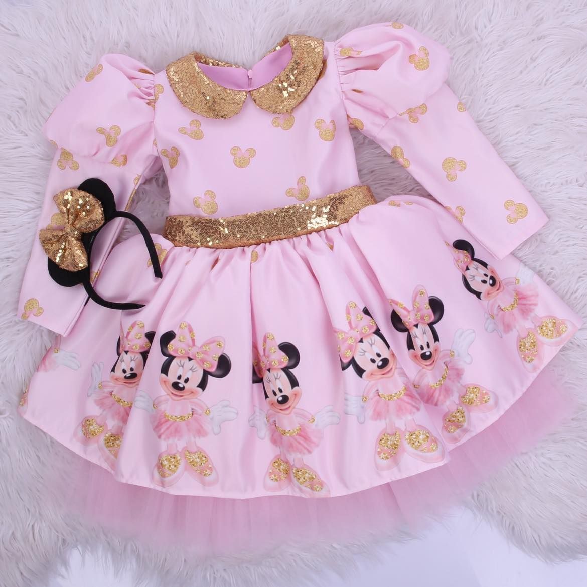 Pink Minnie Mouse Dress (Long Sleeves)