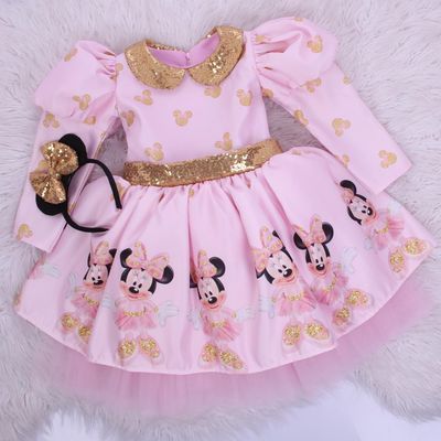 Pink Minnie Mouse Dress (Long Sleeves)