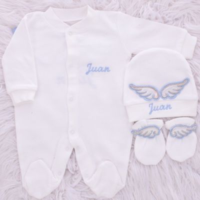 𝗟𝘂𝘅𝘂𝗿𝘆 𝗡𝗲𝘄𝗯𝗼𝗿𝗻 Home Welcoming 3-Piece 𝗢𝘂𝘁𝗳𝗶𝘁 ( angel wings - blue/ pink)