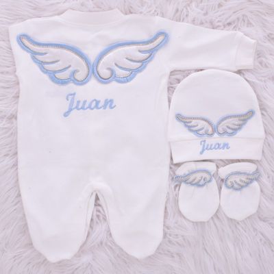 𝗟𝘂𝘅𝘂𝗿𝘆 𝗡𝗲𝘄𝗯𝗼𝗿𝗻 Home Welcoming 3-Piece 𝗢𝘂𝘁𝗳𝗶𝘁 ( angel wings - blue/ pink)