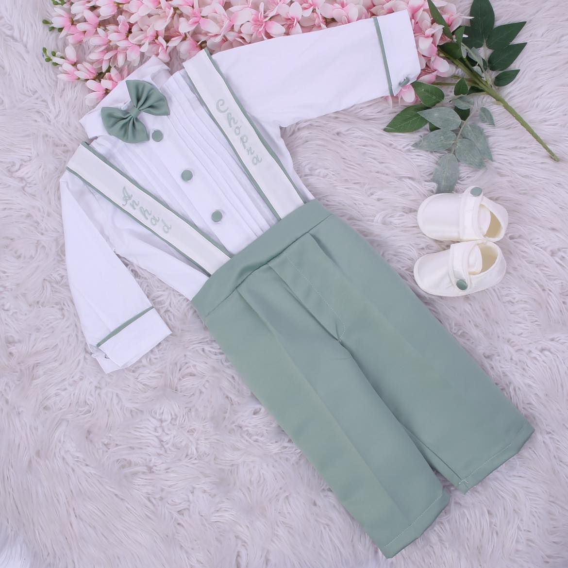 Little Luxe Formal Set ( White and Sage Green)