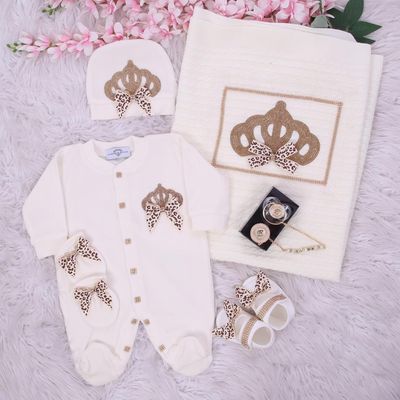 Handmade 𝗟𝘂𝘅𝘂𝗿𝘆 𝗡𝗲𝘄𝗯𝗼𝗿𝗻 Home Welcoming 6-Piece set ( Leopard Bow)