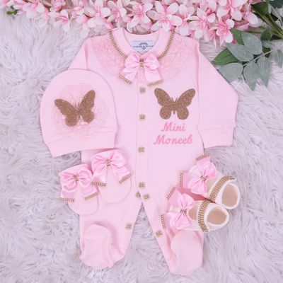 𝗟𝘂𝘅𝘂𝗿𝘆 𝗡𝗲𝘄𝗯𝗼𝗿𝗻 Home Welcoming 4-Piece set( golden butterfly, pink bow )
