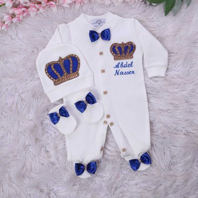 𝗟𝘂𝘅𝘂𝗿𝘆 𝗡𝗲𝘄𝗯𝗼𝗿𝗻 Home Welcoming 3-Piece set ( Royal Blue, Golden Crown)