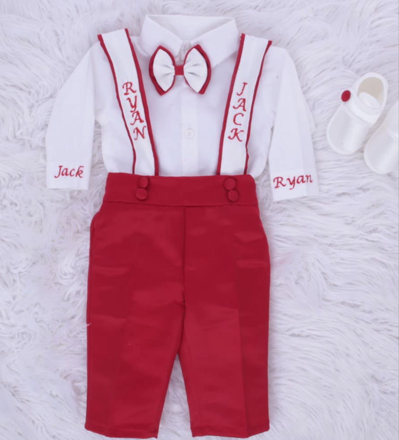 David Suspender set (Personalised) - Red &amp; White