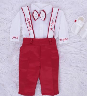 David Suspender set (Personalised) - Red &amp; White