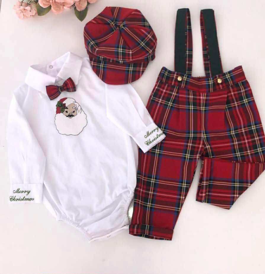 Santa Suspender set (Personalised) - Red &amp; White