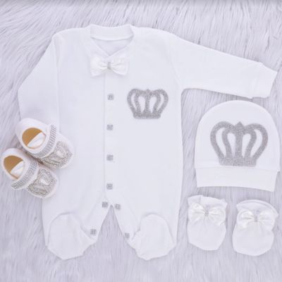 𝗟𝘂𝘅𝘂𝗿𝘆 𝗡𝗲𝘄𝗯𝗼𝗿𝗻 Home Welcoming 4-Piece set ( white bow, silver crown)