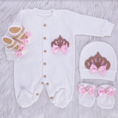 𝗟𝘂𝘅𝘂𝗿𝘆 𝗡𝗲𝘄𝗯𝗼𝗿𝗻 Home Welcoming 4-Piece set ( pink bow, golden crown)