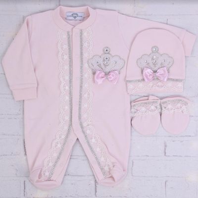 𝗟𝘂𝘅𝘂𝗿𝘆 𝗡𝗲𝘄𝗯𝗼𝗿𝗻 Home Welcoming 5-Piece set (Pink , Pearl Crown/angel wings )