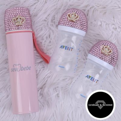 Handmade Rhinestone Thermos + 2 Avent bottle set Handmade Rhinestone Thermos + 2 Avent bottle set
