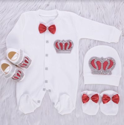 𝗟𝘂𝘅𝘂𝗿𝘆 𝗡𝗲𝘄𝗯𝗼𝗿𝗻 Home Welcoming 4-Piece set ( red bow, silver crown)