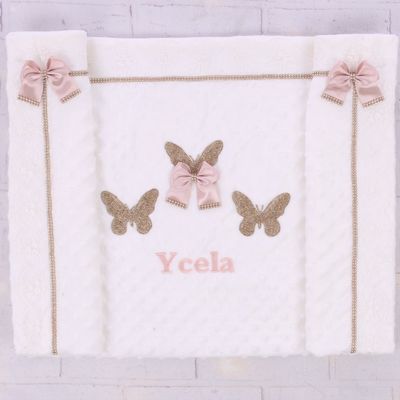 White Velvet Receiving Blanket (blush pink & silver crown) White Velvet Receiving Blanket (blush pink & silver crown)