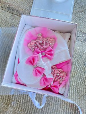 Newborn welcoming Pearl Crown Set (Pink)