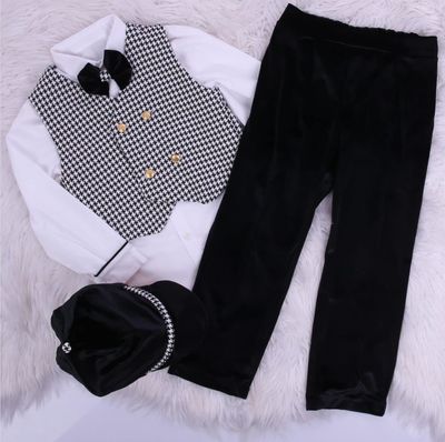 Classy Black and white formal wear ( Shirt, Bow tie, Hat, Vest &amp; Pants )