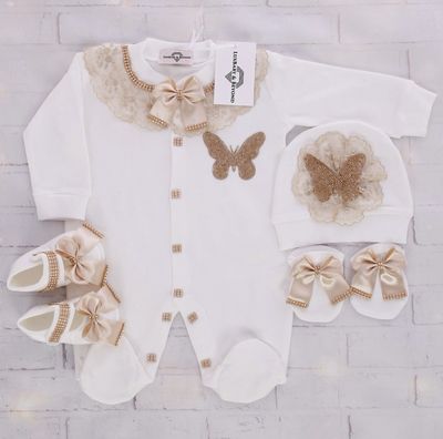 𝗟𝘂𝘅𝘂𝗿𝘆 𝗡𝗲𝘄𝗯𝗼𝗿𝗻 Home Welcoming 4-Piece set ( golden butterfly, lace)