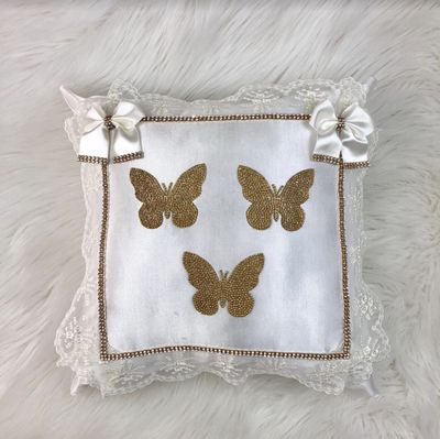 Luxury White Satin Pillow Case ( Golden Butterfly ) Luxury White Satin Pillow Case ( Golden Butterfly )