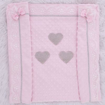 Pink  Receiving Blanket ( silver hearts , Pink bow )